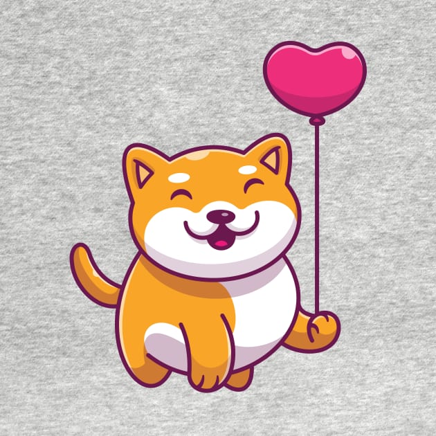 Cute shiba inu holding love ballon cartoon by Catalyst Labs